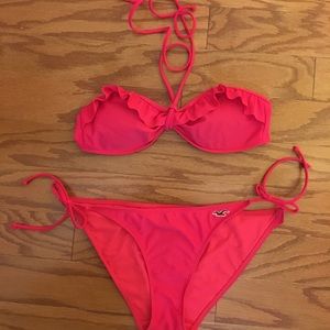 Hollister Ruffle Halter Bandeau Bikini Set